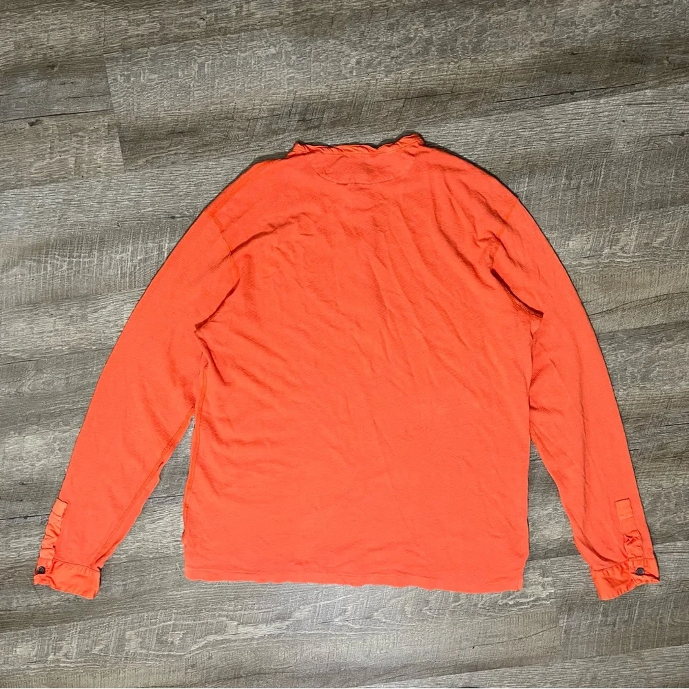 Polo Ralph Lauren Henley Shirt Men's L Orange Long Sleeve Linen Blend - Picture 2 of 8